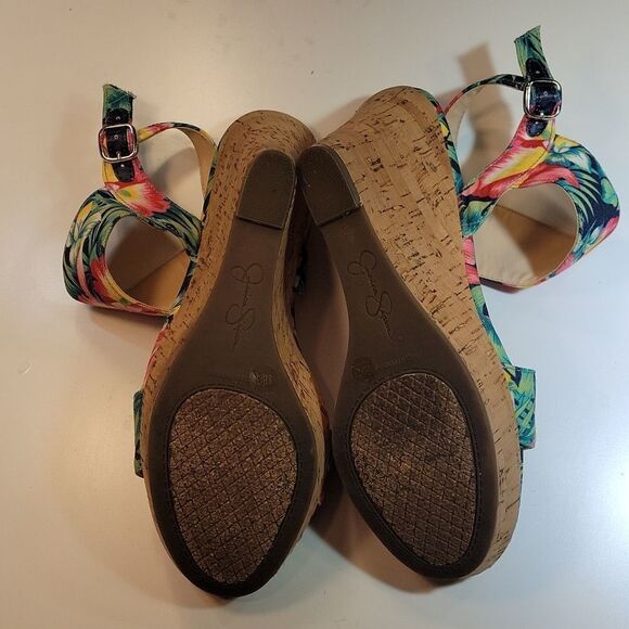 JESSICA SIMPSON JEISHA FLORAL WOMEN"S MULTICOLOR PEEP TOE ANKLE STRAP SANDAL - Picture 10 of 14